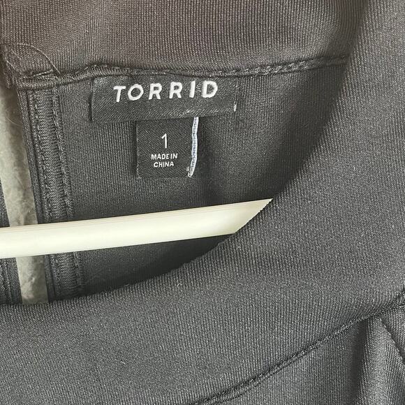 Torrid 1 Mini Scuba Fluted Dress in Deep Black - Picture 7 of 11